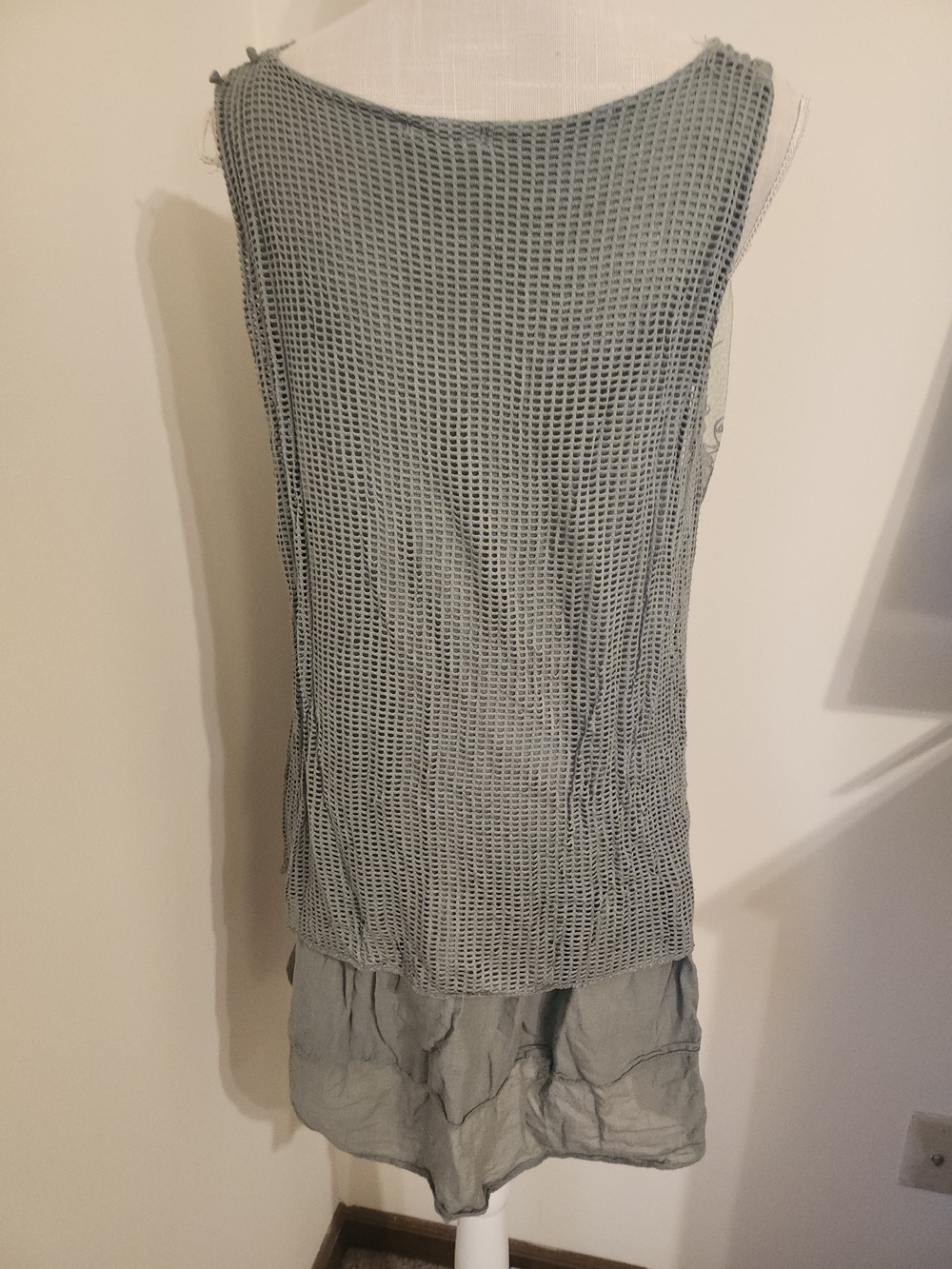 Embroidered Sleeveless Sheer Drese in Sage Green - Picture 5 of 8